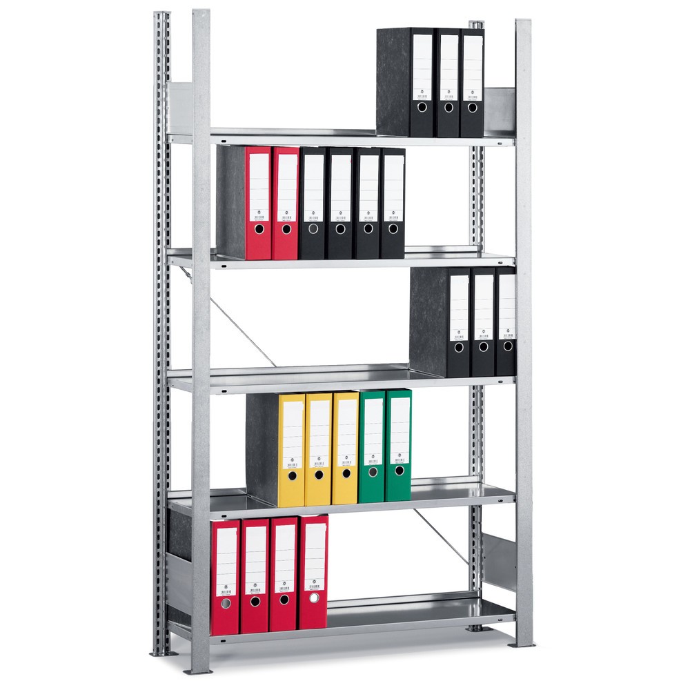 Product afbeelding: Archiefstelling META, BV, eenzijdig, zonder afdekbord, FL 80 kg, verzinkt, hxbxd 1.850 x 750 x 300 mm