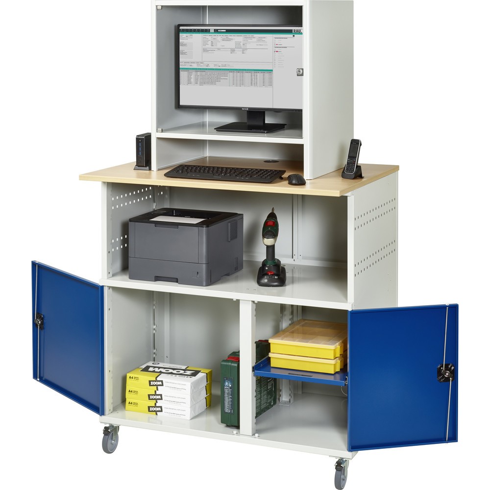 Product afbeelding: Computertafel RAU met monitorbehuizing, mobiel