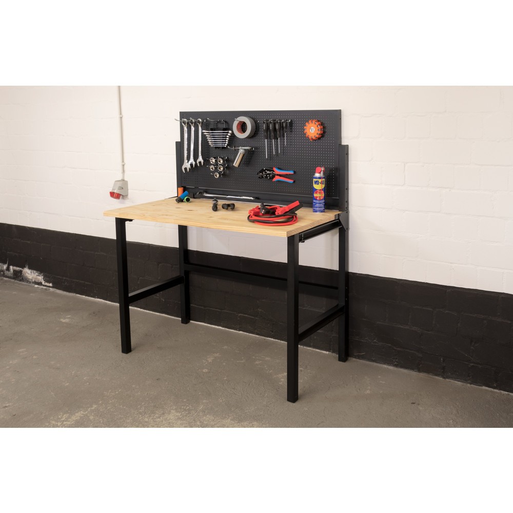 Productafbeelding nr. 9: HEMMDAL Werkbank, klapbaar, draagvermogen 150 kg, perfoplaat incl. 10 haken