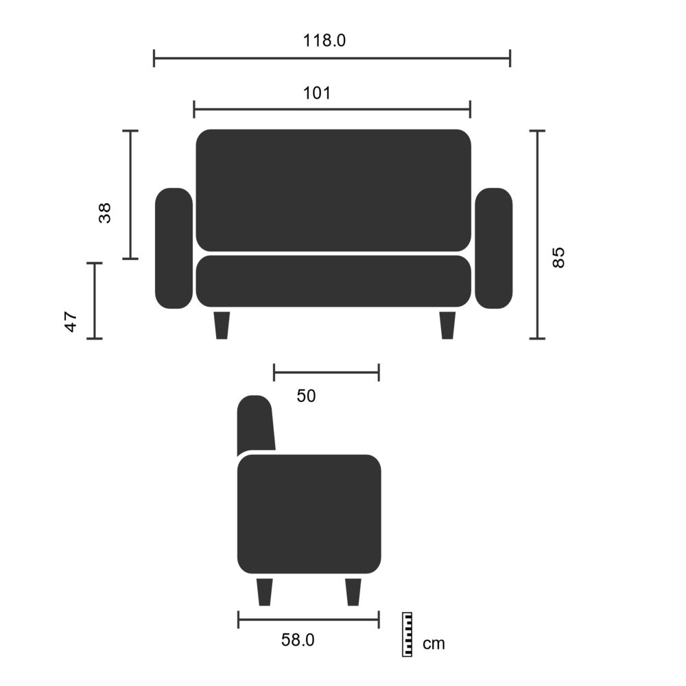 Productafbeelding nr. 2: Loungebank / clubsofa hjh OFFICE ST. LUCIA kunstleer, 2-zits, zwart