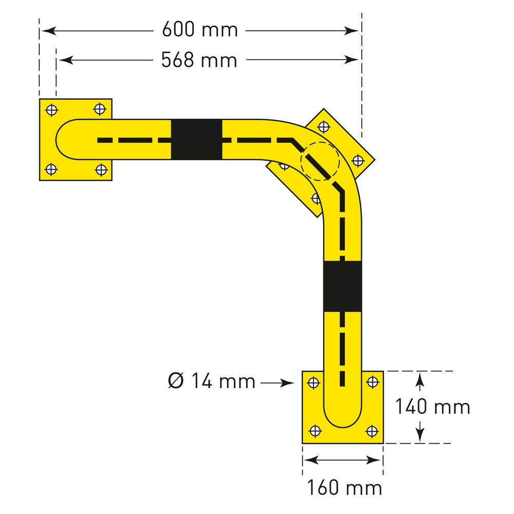 Productafbeelding nr. 4: Hoekbescherming met onderrijdbeveiliging, binnen, hxb 350 x 600 mm
