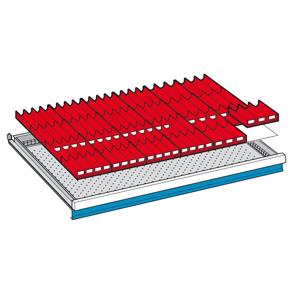 Product afbeelding: Scheidingswand-inzetstuk, 7 gegroefde wanden, 4 scheidingspanelen, voor hoogte 100 mm