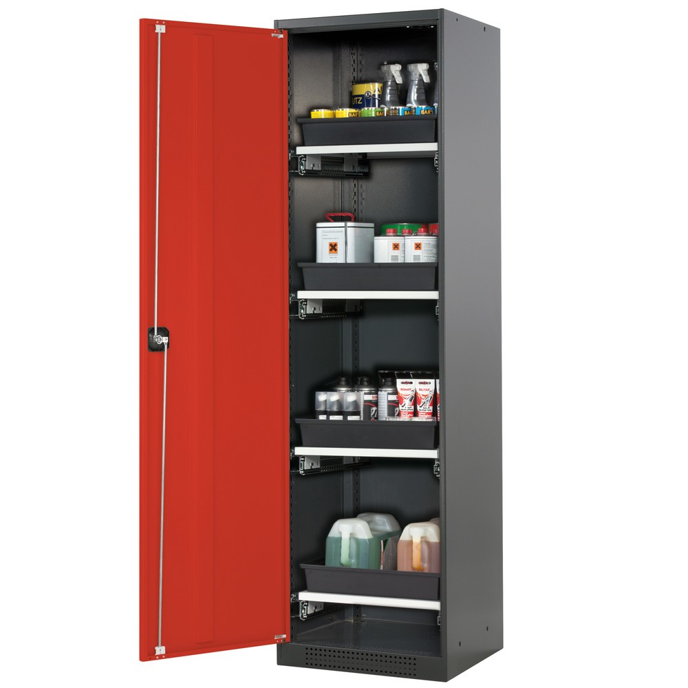 Product afbeelding: Kast voor chemische en giftige stoffen asecos® met uittrekbare legborden, h x b x d 1.950 x 545 x 520 mm, verkeersrood
