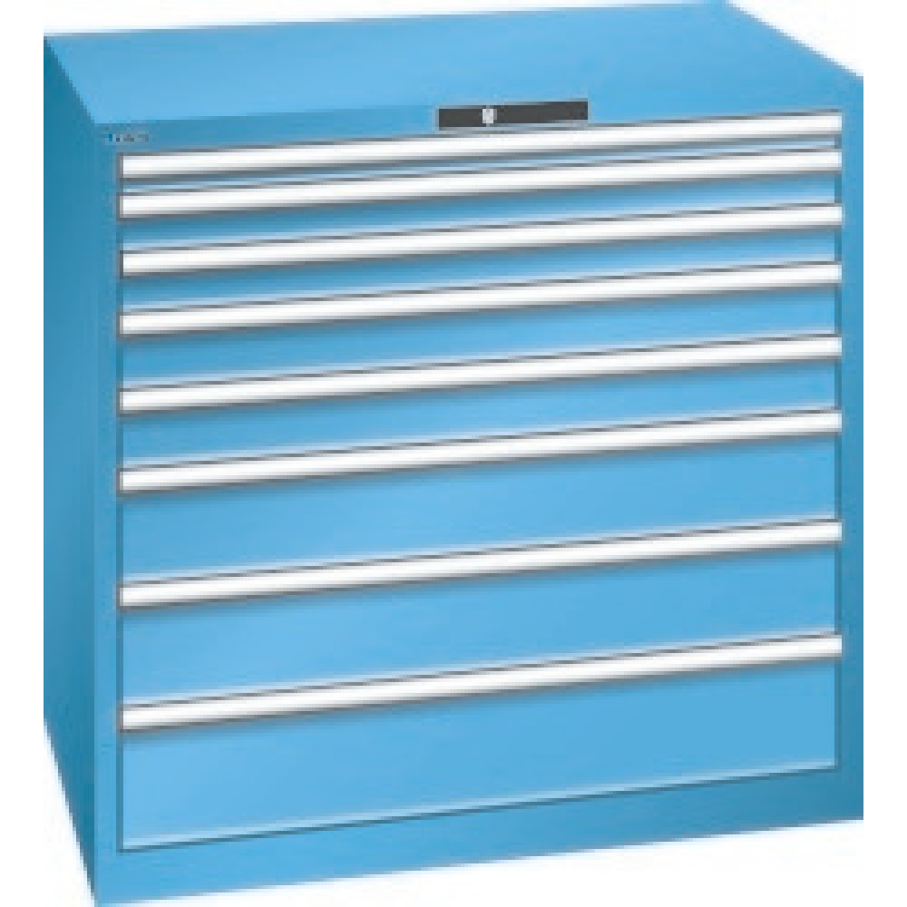 Product afbeelding: Ladenkast LISTA, laden 1x50 + 2x75 + 2x100 + 2x150 + 1x200 mm, cap. elk 75 kg, breedte 1.023 mm, lichtblauw