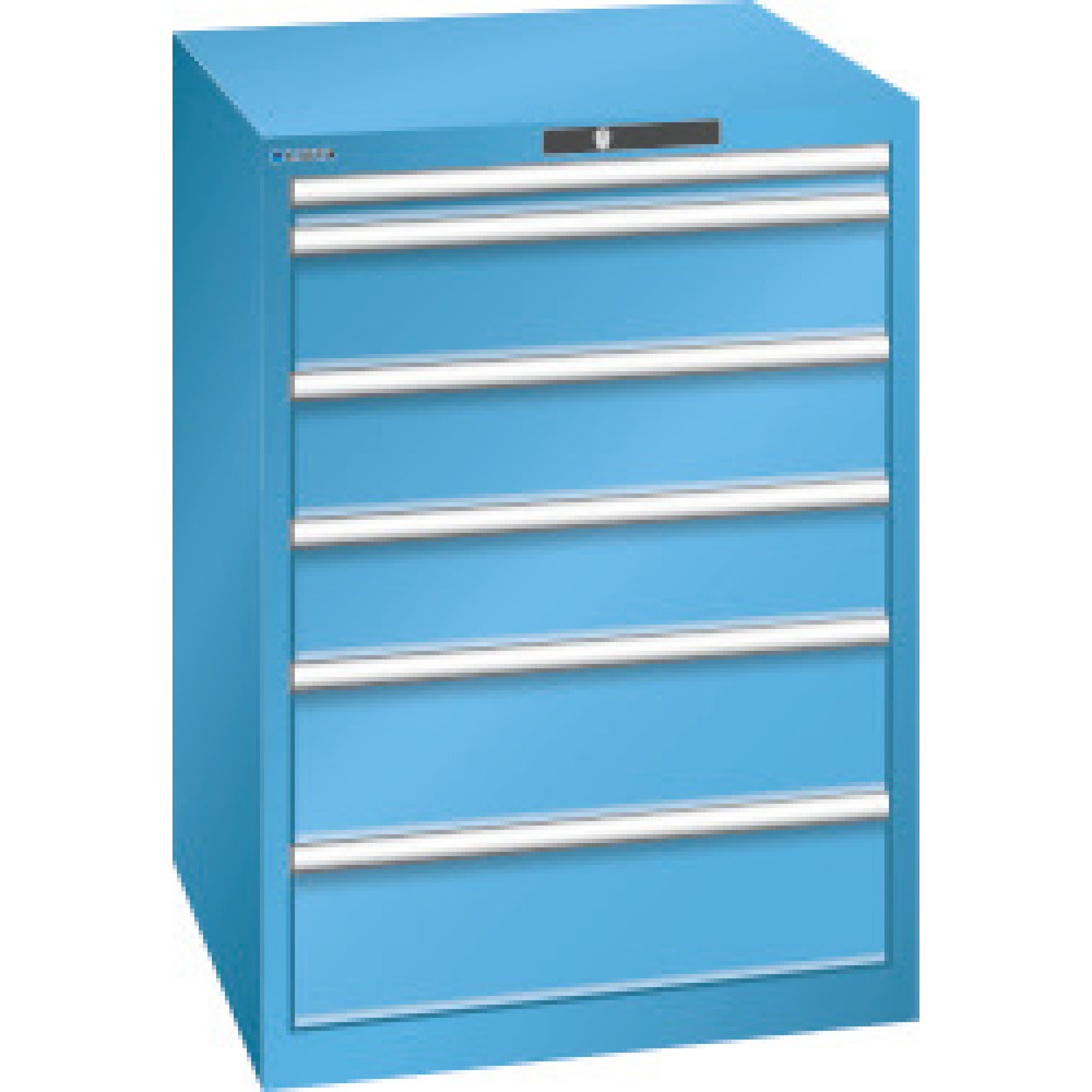Product afbeelding: Ladenkast LISTA, laden 1x50 + 3x150 + 2x200 mm, cap. elk 200 kg, lichtblauw