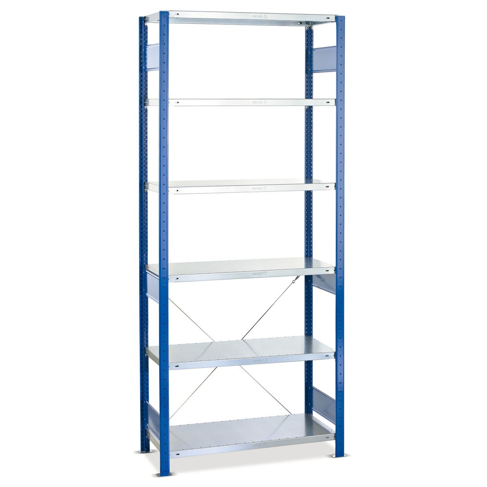 Product afbeelding: Legbordstelling, SCHULTE, BV, gentiaanblauw/verzinkt, VL 150 kg, hxbxd 2.000 x 750 x 500 mm