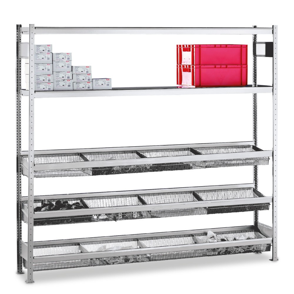 Product afbeelding: Legbordstelling SCHULTE met kleinmazige korven, BV, hxbxd 2.500 x 2.000 x 400 mm, VL 400 kg