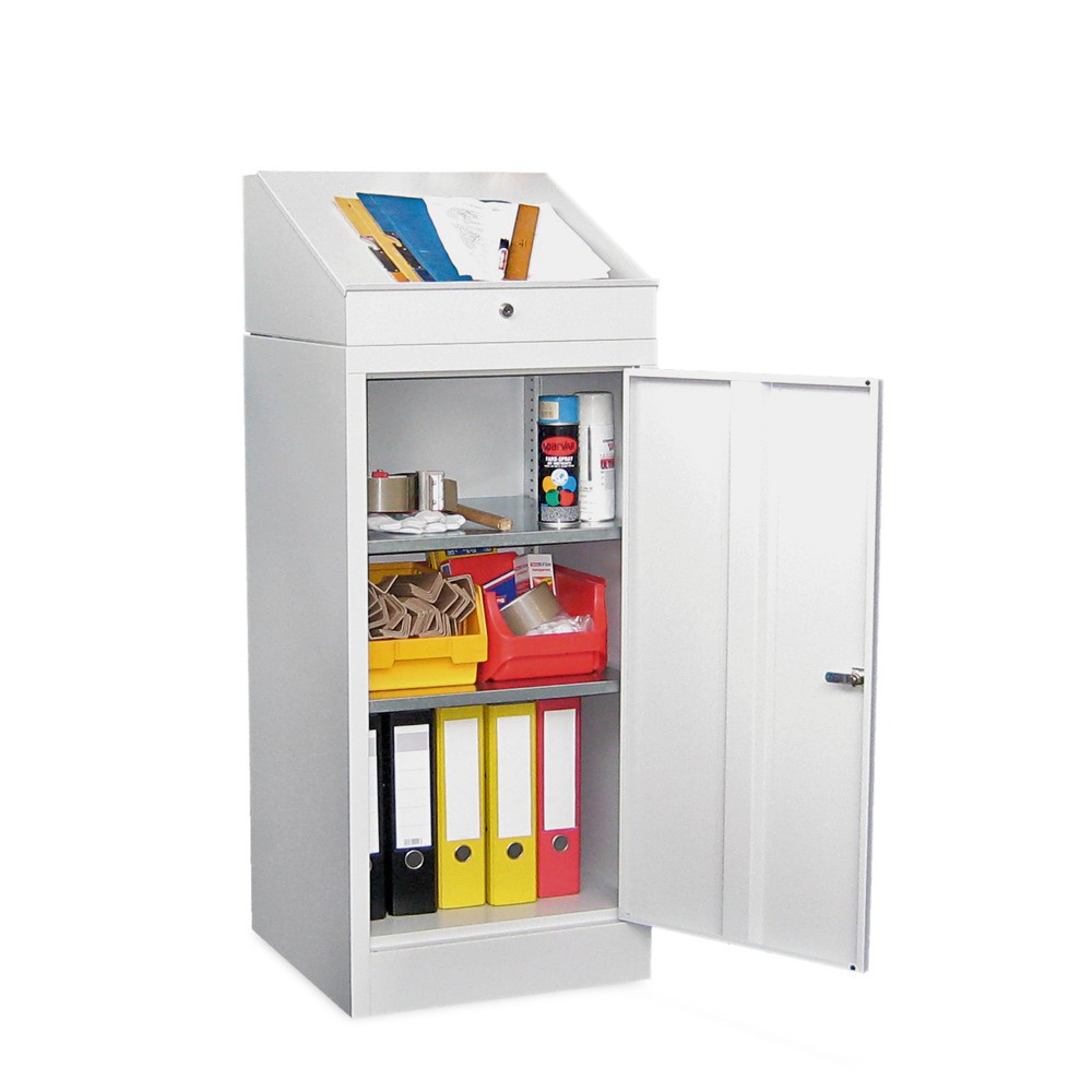 Product afbeelding: Lessenaar PAVOY, 1 lade + 2 legborden in de kast,grijs-blauw, antracietgrijs, antracietgrijs