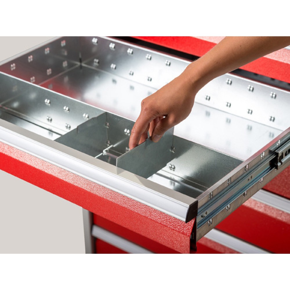 Productafbeelding nr. 2: Metalen indeling voor gereedschapswagen Maxmobile, 3 middenvakrails , voor fronthoogte 100 mm