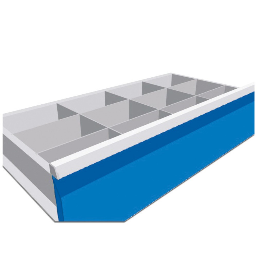 Productafbeelding nr. 1: Metalen indeling voor gereedschapswagen Maxmobile, 3 middenvakrails , voor fronthoogte 100 mm