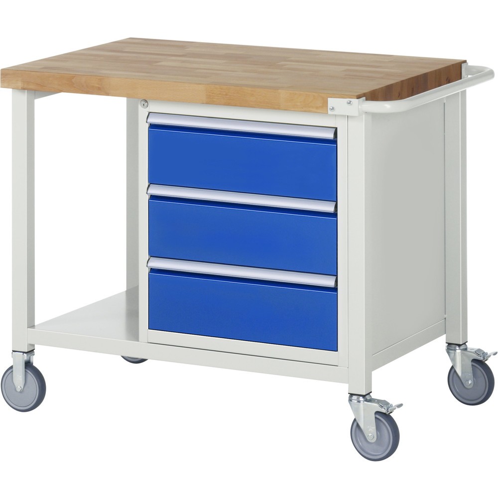 Product afbeelding: RAU verrijdbare werkbank serie 8000, h x b x d 880 x 1.000 x 700 mm, 1 onderbouwkast, met 3 lades