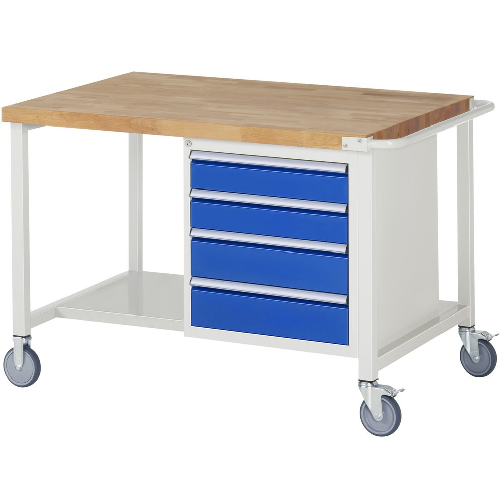 Productafbeelding nr. 1: RAU verrijdbare werkbank serie 8000, h x b x d 880 x 1.250 x 900 mm, 1 onderbouwkast, met 4 lades