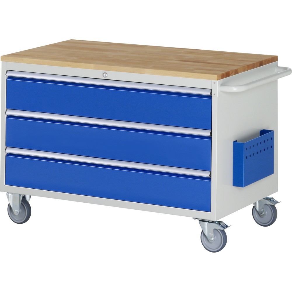 Product afbeelding: RAU gereedschapswagen serie 7000, h x b x d 795 x 1.145 x 650 mm, met 3 lades maat XXL, massief beuken werkblad