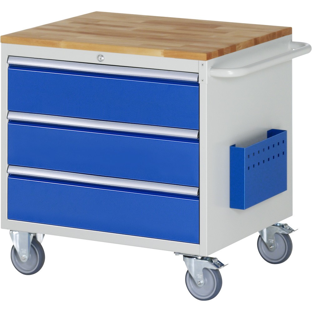 Product afbeelding: RAU gereedschapswagen serie 7000, h x b x d 795 x 770 x 650 mm, met 3 lades maat XL, massief beuken werkblad