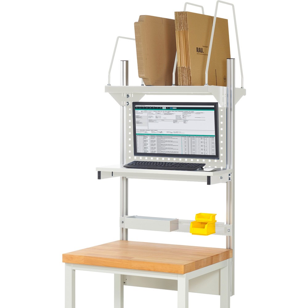 Product afbeelding: RAU systeemopbouw, h x b x d 1.130 x 750 x 350 mm, met 1 legbord, 1 draagrail en 1 flatscreenhouder, complete set 03 voor productbreedte 750 mm