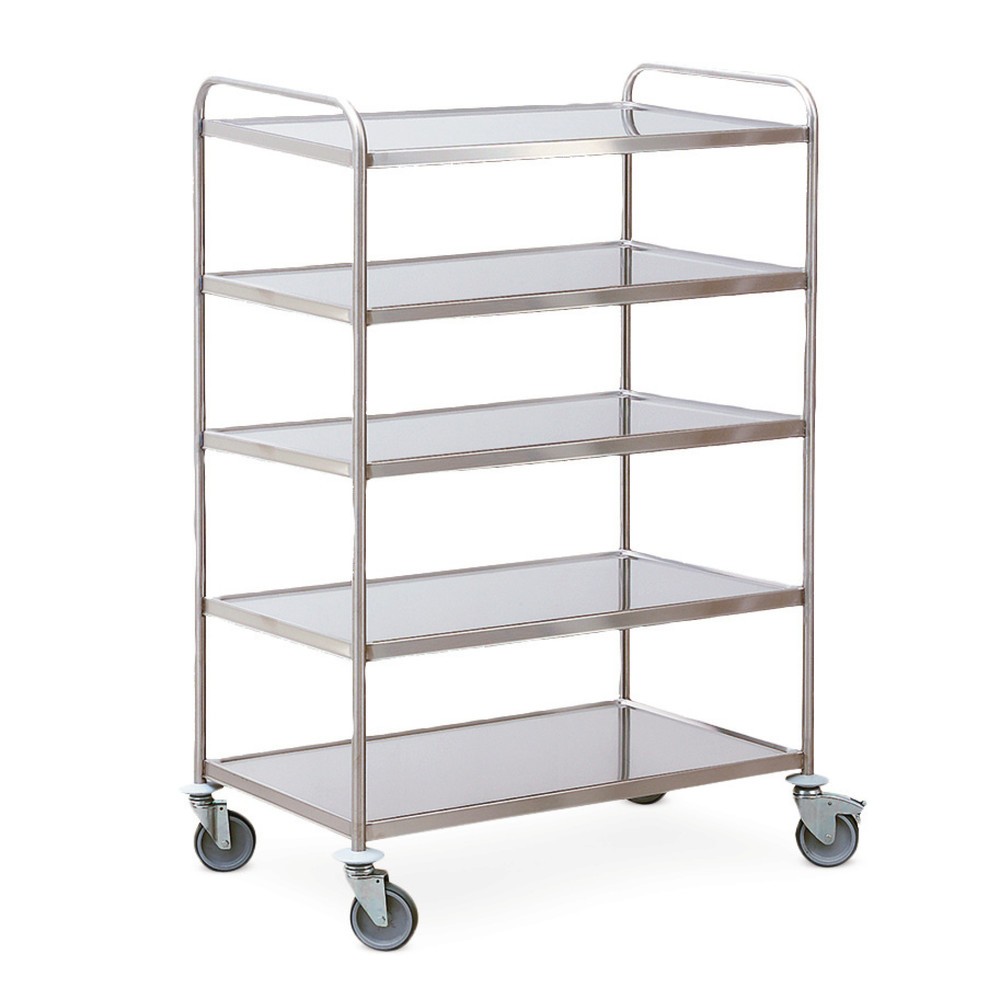 Product afbeelding: Serveerwagen HUPFER® van roestvrijstaal, 5 etages van 800 x 500 mm