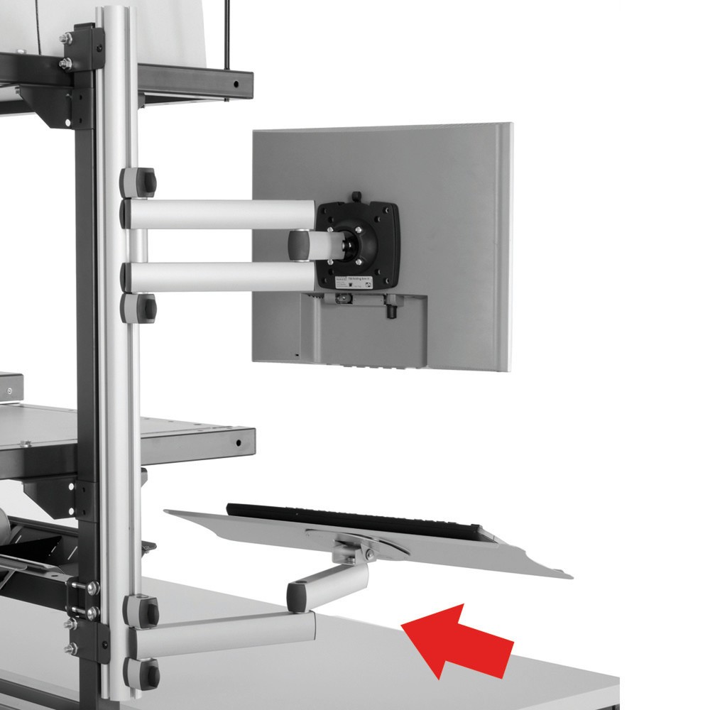 Product afbeelding: Toetsenbord- en muishouder met scharnierende arm voor Rocholz paktafelsysteem, h x b x d 200 x 100 x 455 mm