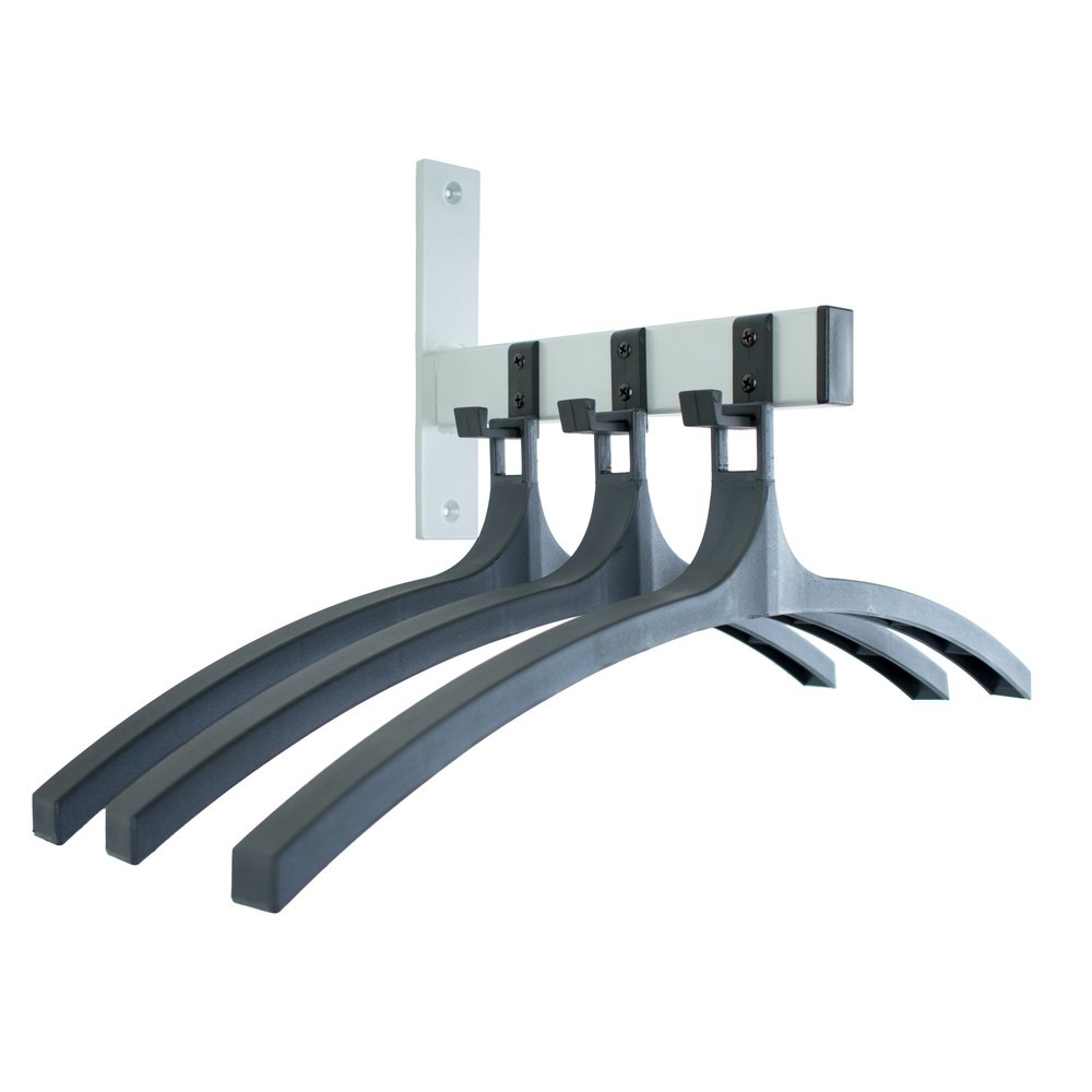 Product afbeelding: Wandgarderobe HIQ, om vast te schroeven, zwart, aluminiumgrijs, 3 haken, inclusief 3 kleerhangers