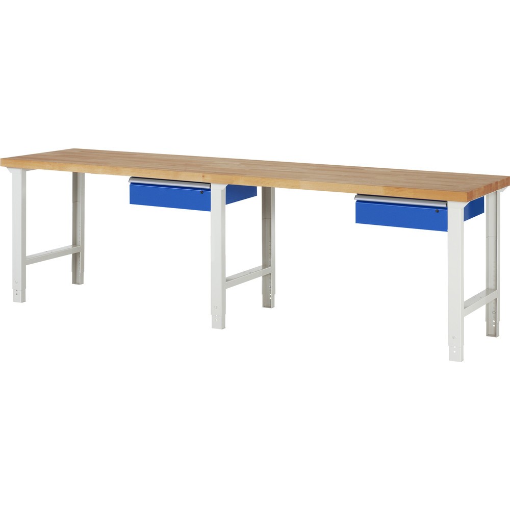 Product afbeelding: RAU werkbank serie 7000, h x b x d 790-1.140 x 3.000 x 700 mm, met 2 lades
