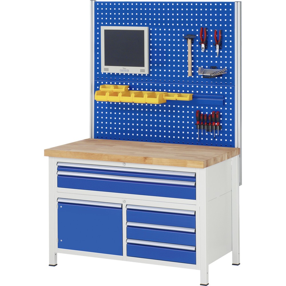 Productafbeelding nr. 5: Werkbank RAU serie 8000, 1 driedubbele kast, hxbxd 840 x 1.250 x 900 mm, 7 x voor 90% uittrekbare lades 4 x 90, 3 x 180 mm