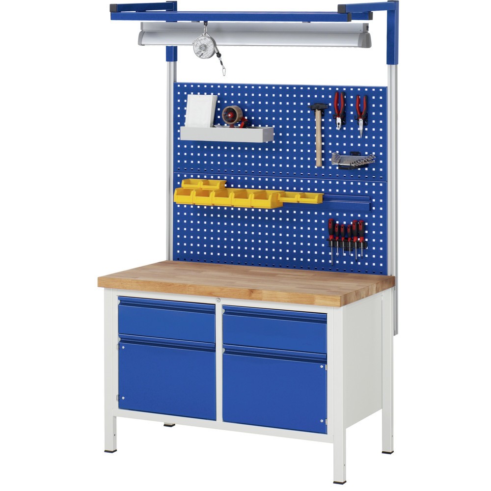 Productafbeelding nr. 5: Werkbank RAU serie 8000, 1 dubbele kast, 2 draaideuren, hxbxd 840 x 1.250 x 700 mm, 2 x voor 90% uittrekbare lades