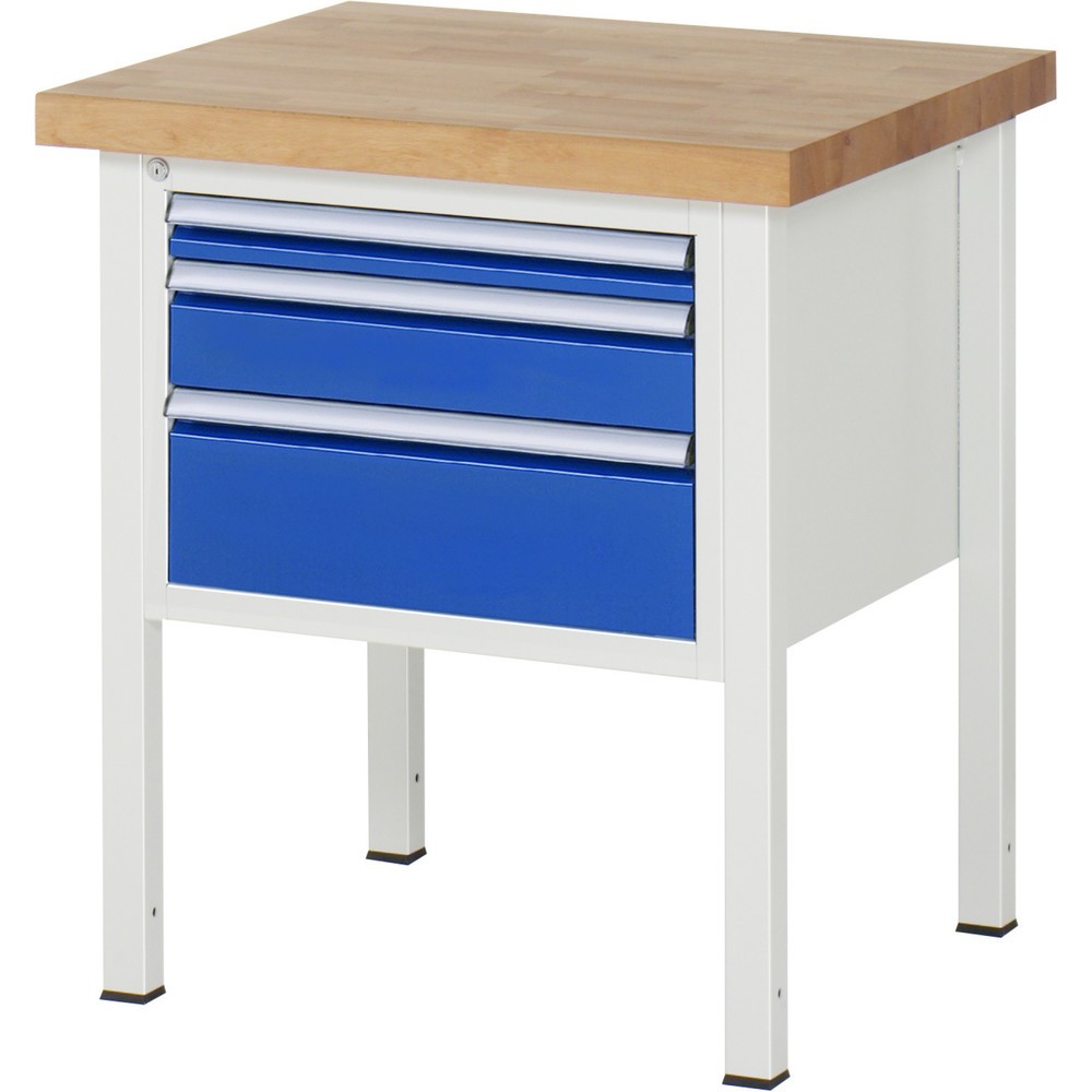 Product afbeelding: Werkbank RAU serie 8000, hxbxd 840-1.040 x 750 x 700 mm, 3 x voor 90% uittrekbare lades, 1 x 60, 1 x 120, 1 x 180 mm, draagvermogen lade 100 kg