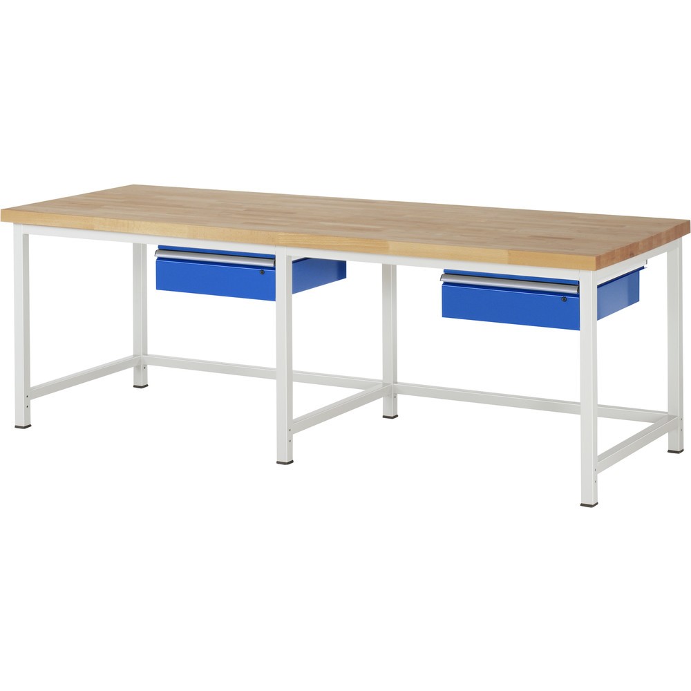 Product afbeelding: RAU werkbank serie 8000, h x b x d 840-1.040 x 2.500 x 900 mm, 2 lades