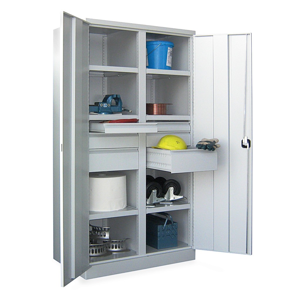 Productafbeelding nr. 5: Zwarelastkast PAVOY Premium met middenwand, 6 legborden + laden 2x75 + 2x125 + 2x175 mm, hemelsblauw, lichtgrijs