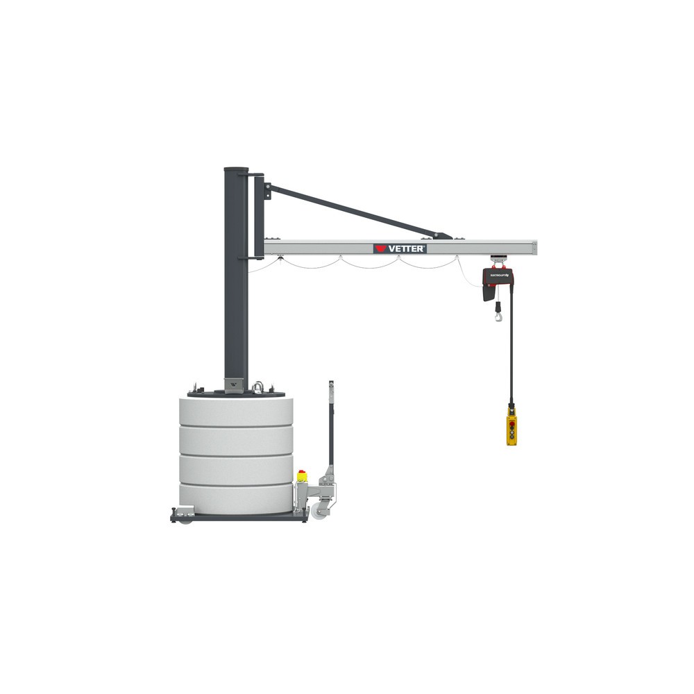 Product afbeelding: Zwenkkraan VETTER® incl. elektrische takel LIFTKET, 270° zwenkbereik, reikwijdte 4.900 mm, draagvermogen 250 kg